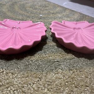 Pink Floral Ceramic Soap/Trinket Dish Set